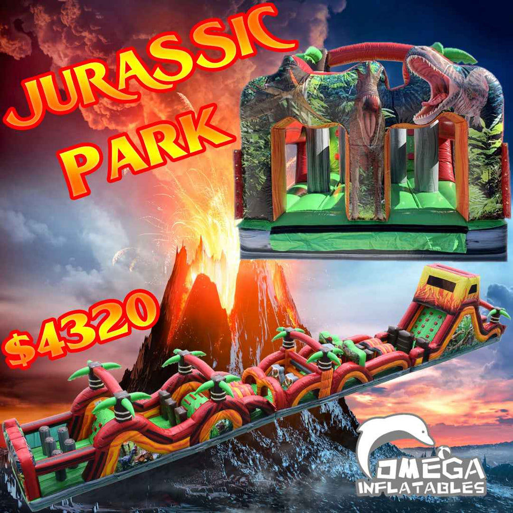 100FT Jurassic Park Inflatable Obstacle Course