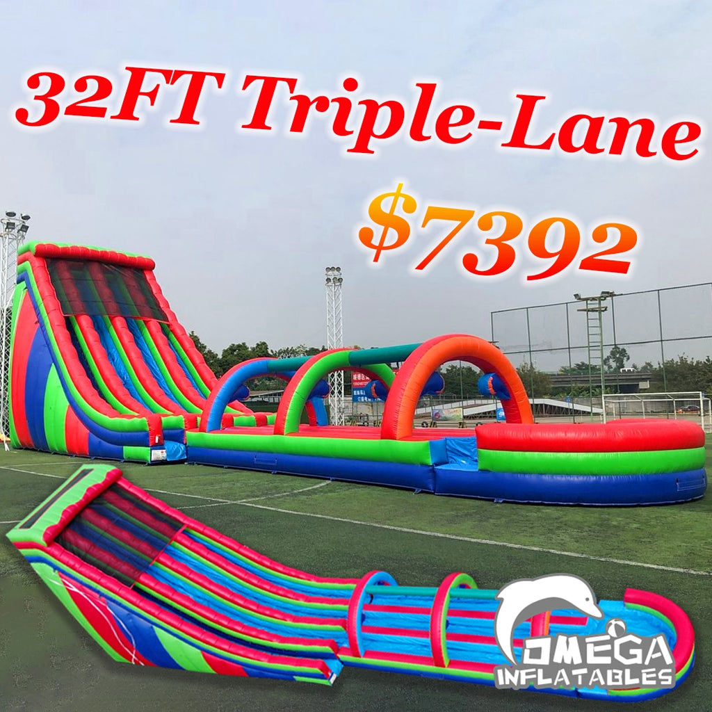 32FT Triple-Lane Giant Inflatable Water Slide