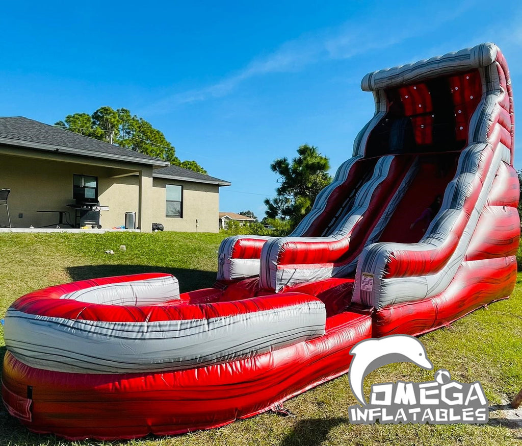 18FT Marble Red Water Slide