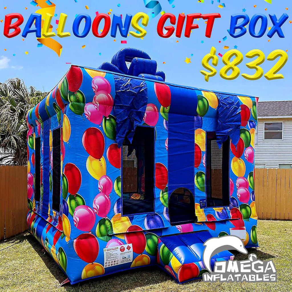 Commercial Grade Balloons Gift Box Inflatable Bounce House