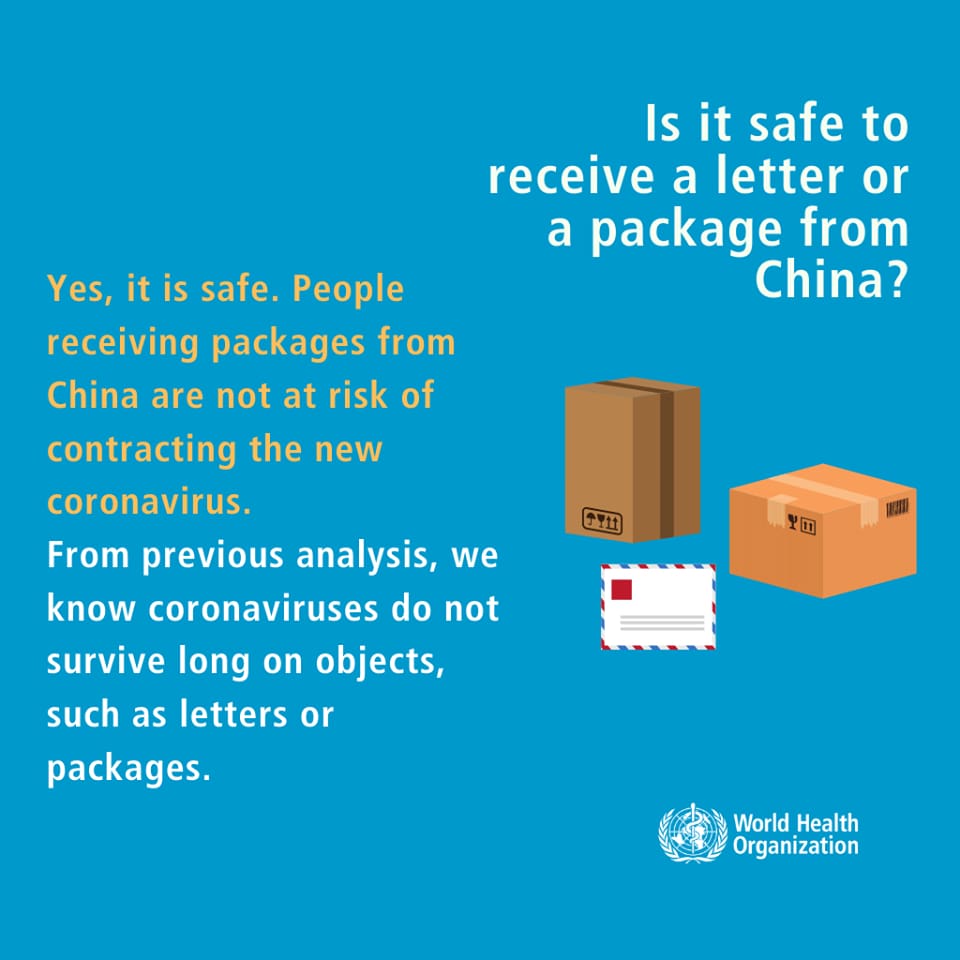 Q: Is it safe to receive a letter or a package from China?