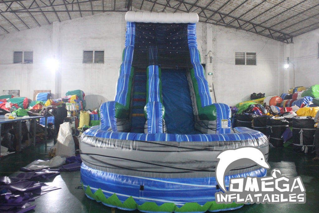 18FT Marble Blue Wave Water Slide Inflatables for Sale