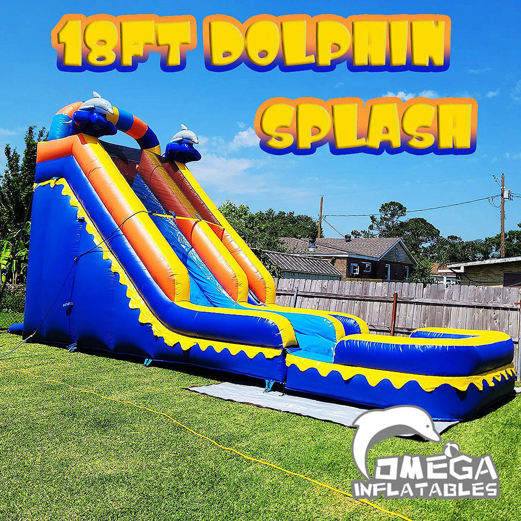 18FT Dolphin Splash Wet Dry Slide Commercial Inflatable for sale