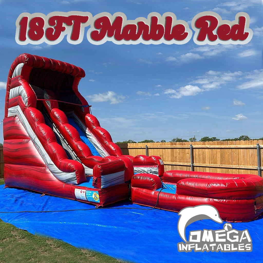 18FT Inflatables Supplier Marble Red Wet Dry Slide