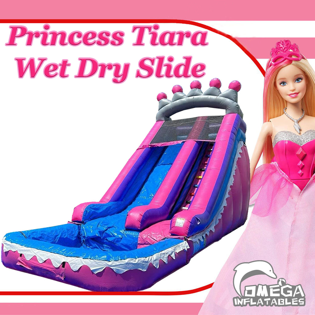 18FT Princess Tiara Super Inflatable Wet Dry Slide