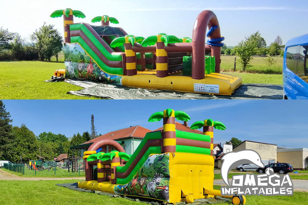 Jungle Animals Inflatable Obstacle Course