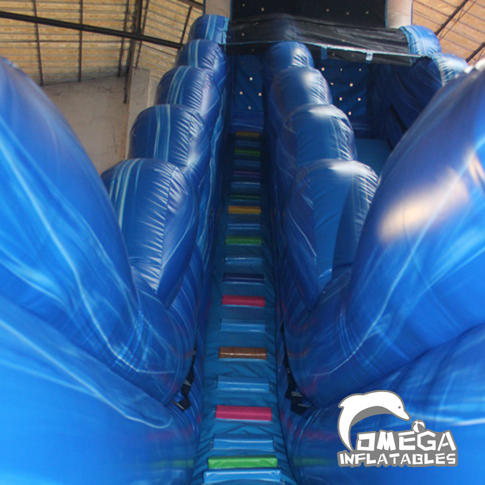 25FT Marble Blue Inflatable Tsunami Water Slide