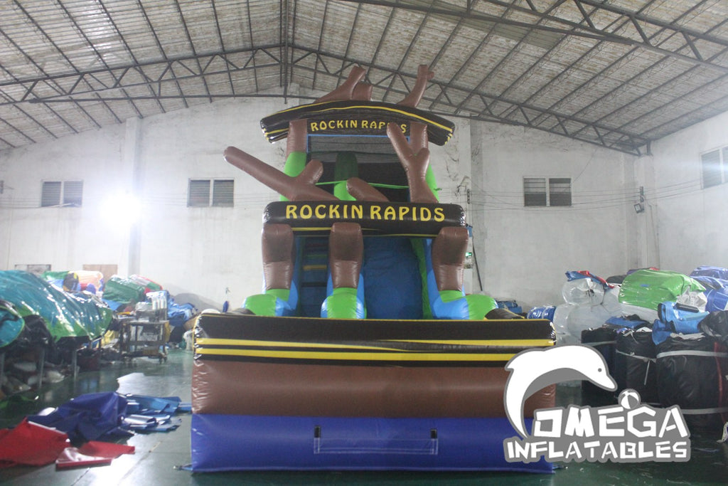 21FT Inflatable Rockin Rapids Water Slide with Pool