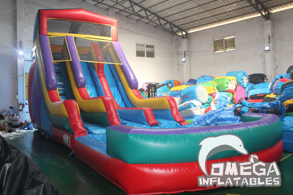 Buy Water Slide 20FT Inflatable Colorful Dual Lane Water Slide