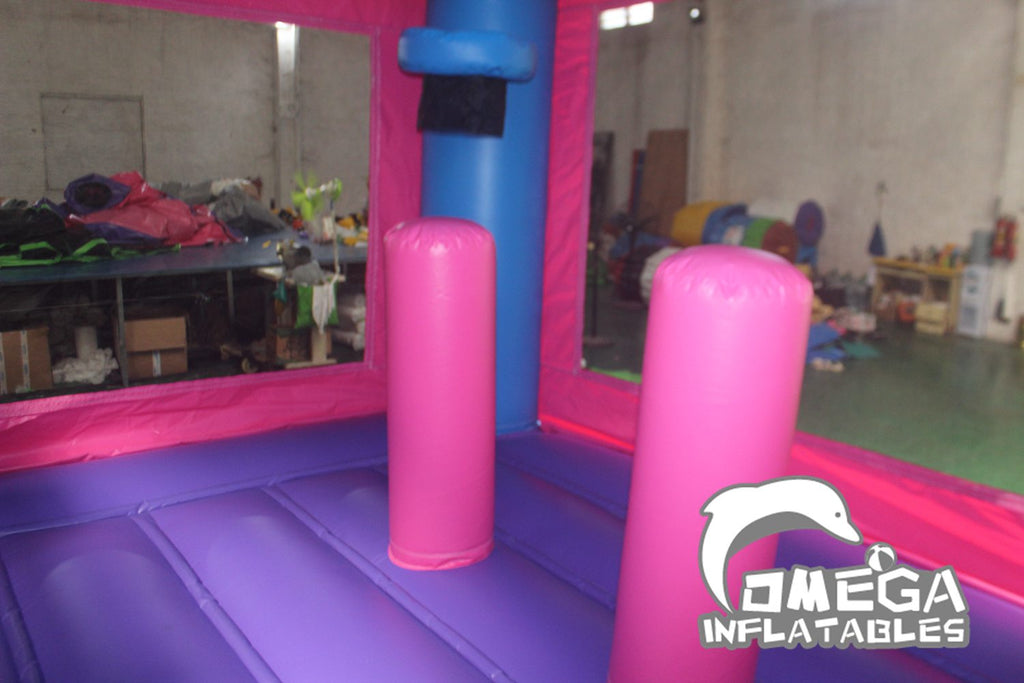 Kids Pink Inflatable Double Lane Combo