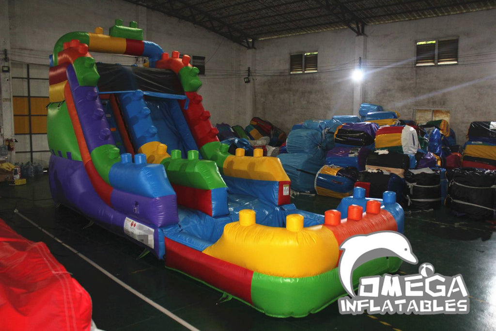 15FT Lego Blocks Commercial Inflatable Water Slide