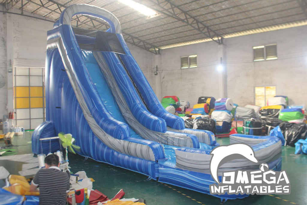 22FT Marble Blue Water Slide Wholesale Commercial Water Slides