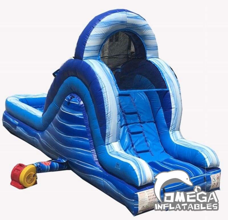 12FT Blue Marble Rear Entry Wet Dry Inflatable Slide