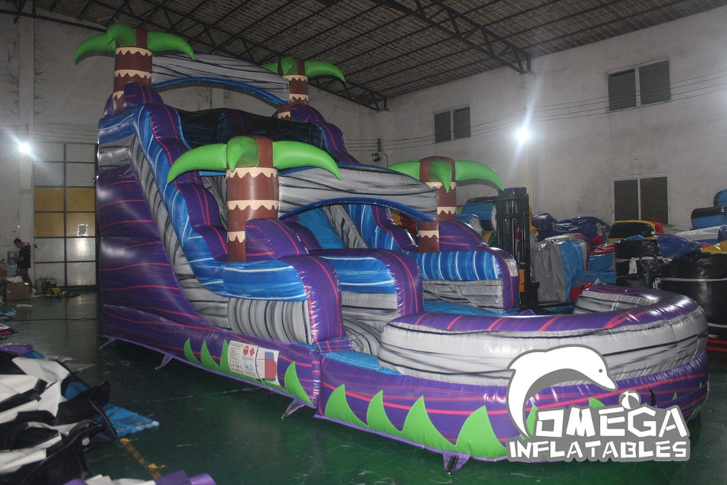 14FT Purple Tropical Commercial Inflatable Wet Dry Slide