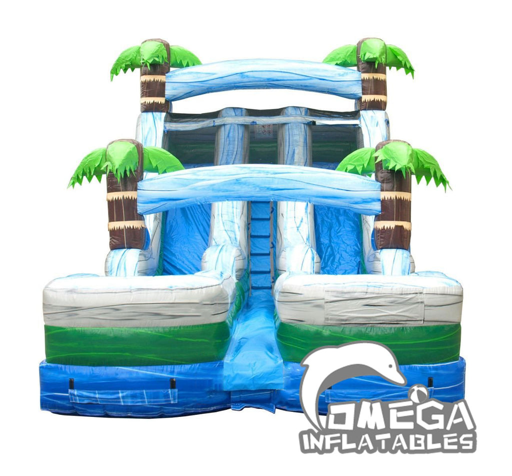 15FT Tropical Marble Double Bay Commercial Inflatable Water Slide