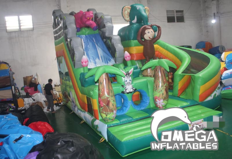 16FT Inflatable Jungle Animals Slide