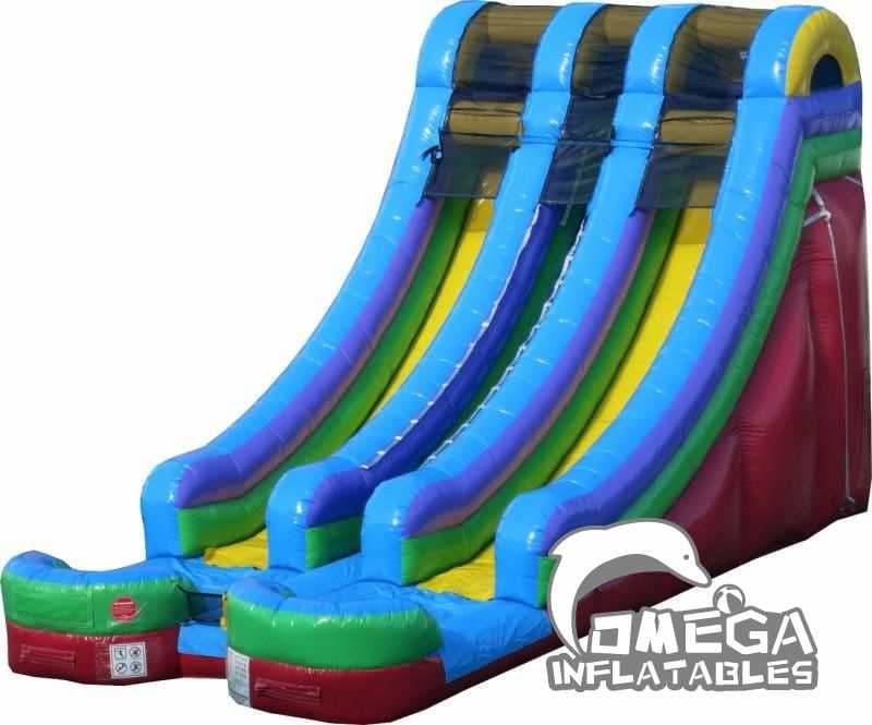 18F Rainbow Double Lanes Dry Inflatable Slide
