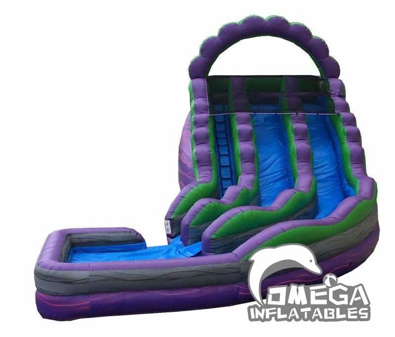18FT Purple Marble Double Lane Curved Wet Dry Inflatable Slide