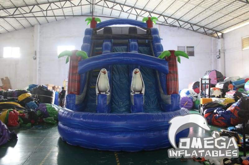 20FT Inflatable Penguins of Madagascar Water Slide