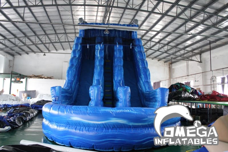 20FT Dolphin Marble Dual Lane Water Slide - Omega Inflatables Factory