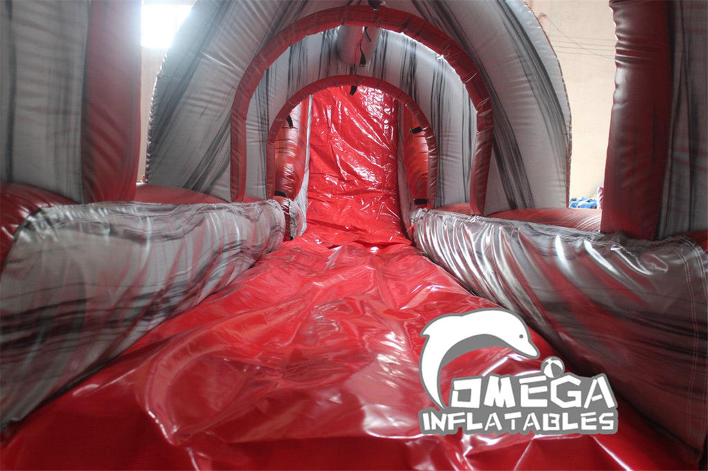 22FT Marble Red Inflatable Water Slide with Slip N Slide - Omega Inflatables Factory