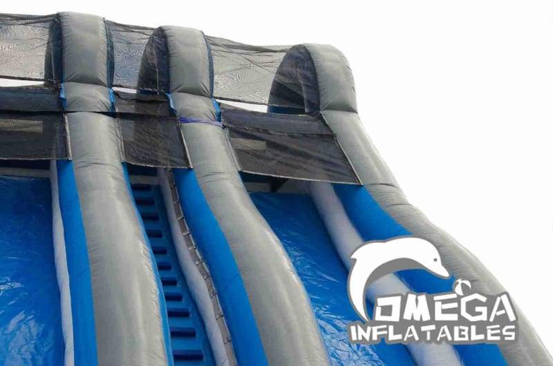 24FT Blue Double Lane Wet Dry Inflatable Slide