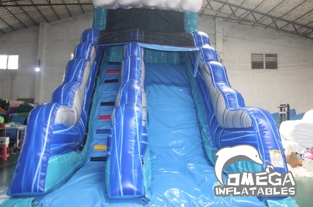 15FT Lake Blue Wave Commercial Inflatable Water Slide