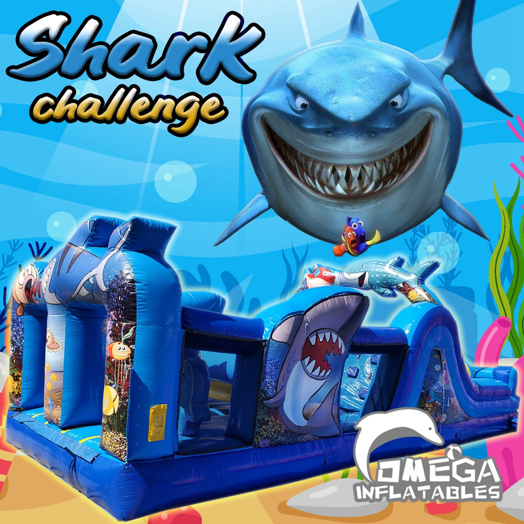 33FT Shark Challenge Commercial Inflatable Obstacle Course