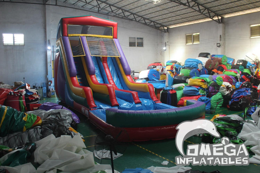 Buy Water Slide 20FT Inflatable Colorful Dual Lane Water Slide - Omega Inflatables Factory