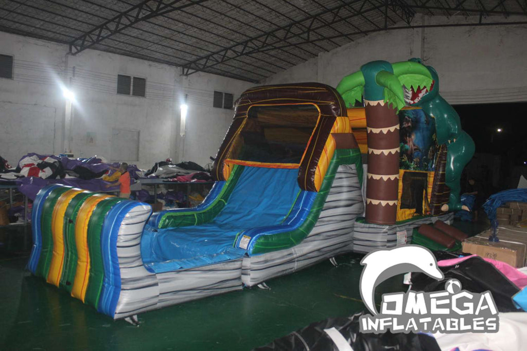 Jurassic Dinosaur Inflatable Bounce House Water Slide for Sale