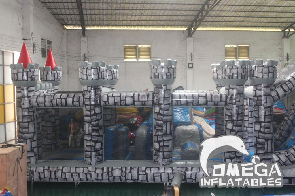 Medieval Knight Castle Inflatable Obstacle Course - Omega Inflatables Factory
