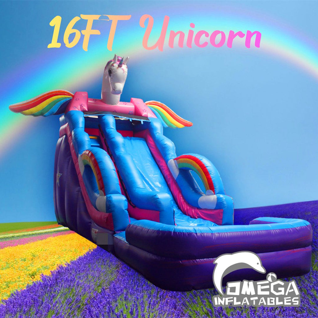 16FT China Inflatable Factory Unicorn Rainbow Water Slide