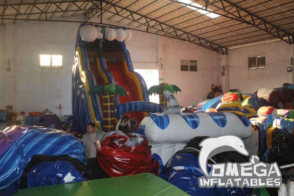 23FT Shark Sighted Inflatable Water Slide - Omega Inflatables Factory