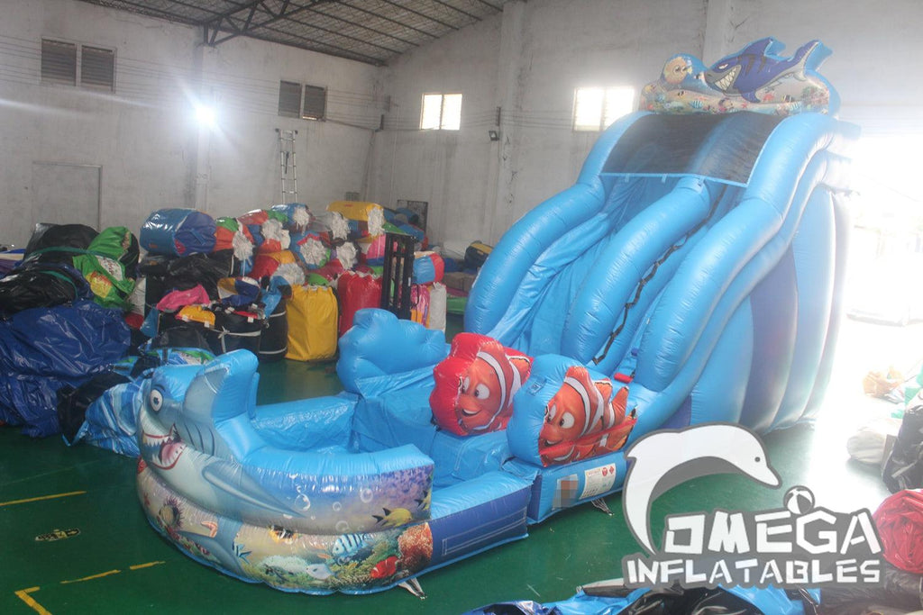 18FT Shark Water Slide - Omega Inflatables Factory