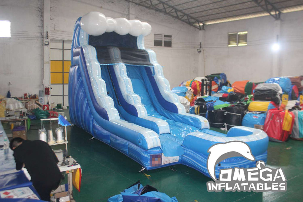 15FT Commercial Inflatables Tidal Wave Marble Wet Dry Slide