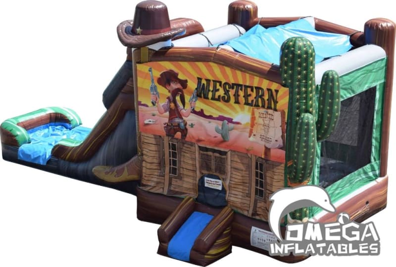 Cowboy Combo Bounce House With Slide