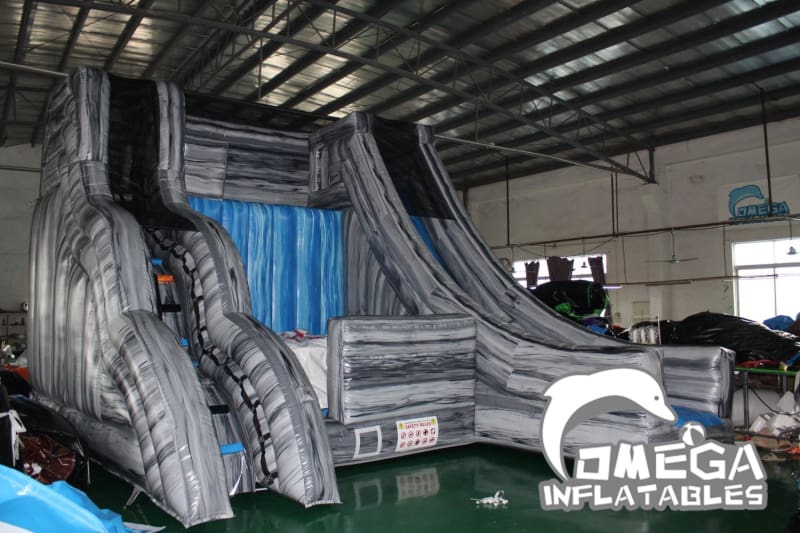 Grey Marble Cliff Jump with Slide - Omega Inflatables