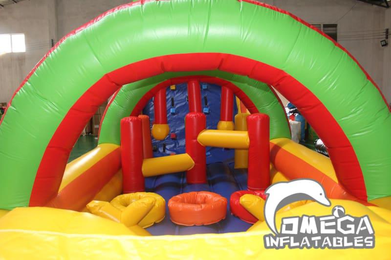 Rainbow Inflatable Climbing Obstacle Course with Pool