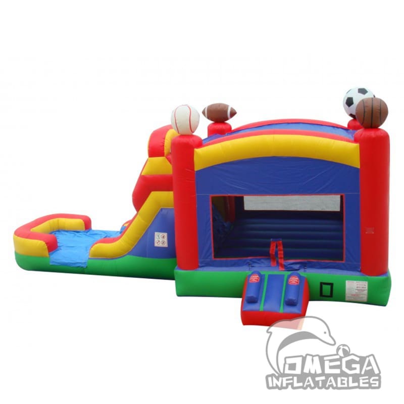 Sports Bounce House Wet or Dry Slide Combo