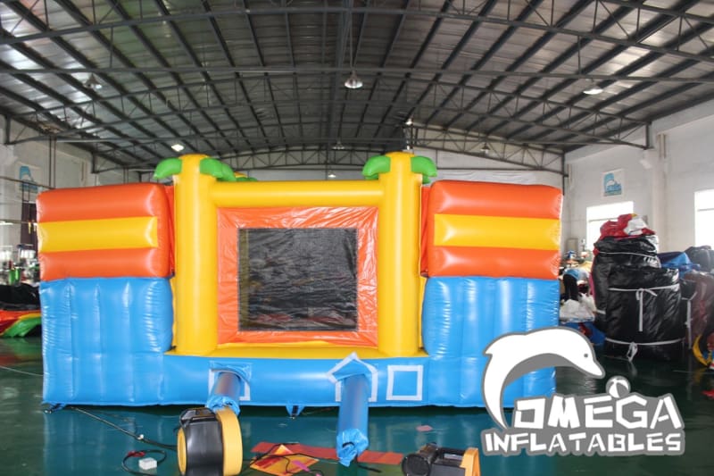 Tropical Bouncy Slide with Big Pool